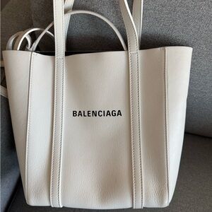 Authentic Balenciaga White Structured Leather Tote